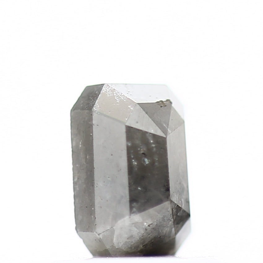 0.63 Carat 3.7 MM Natural Rustic Gray Emerald Shape Loose Diamond - Blackdiamond