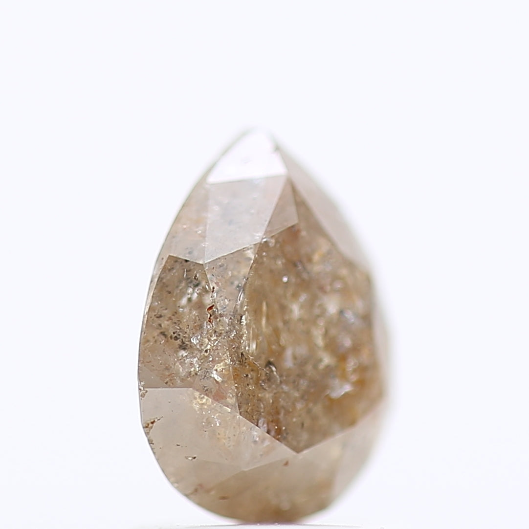 1 Carat Pear Cut Salt And Pepper Diamond Orange Brown 7.77 MM