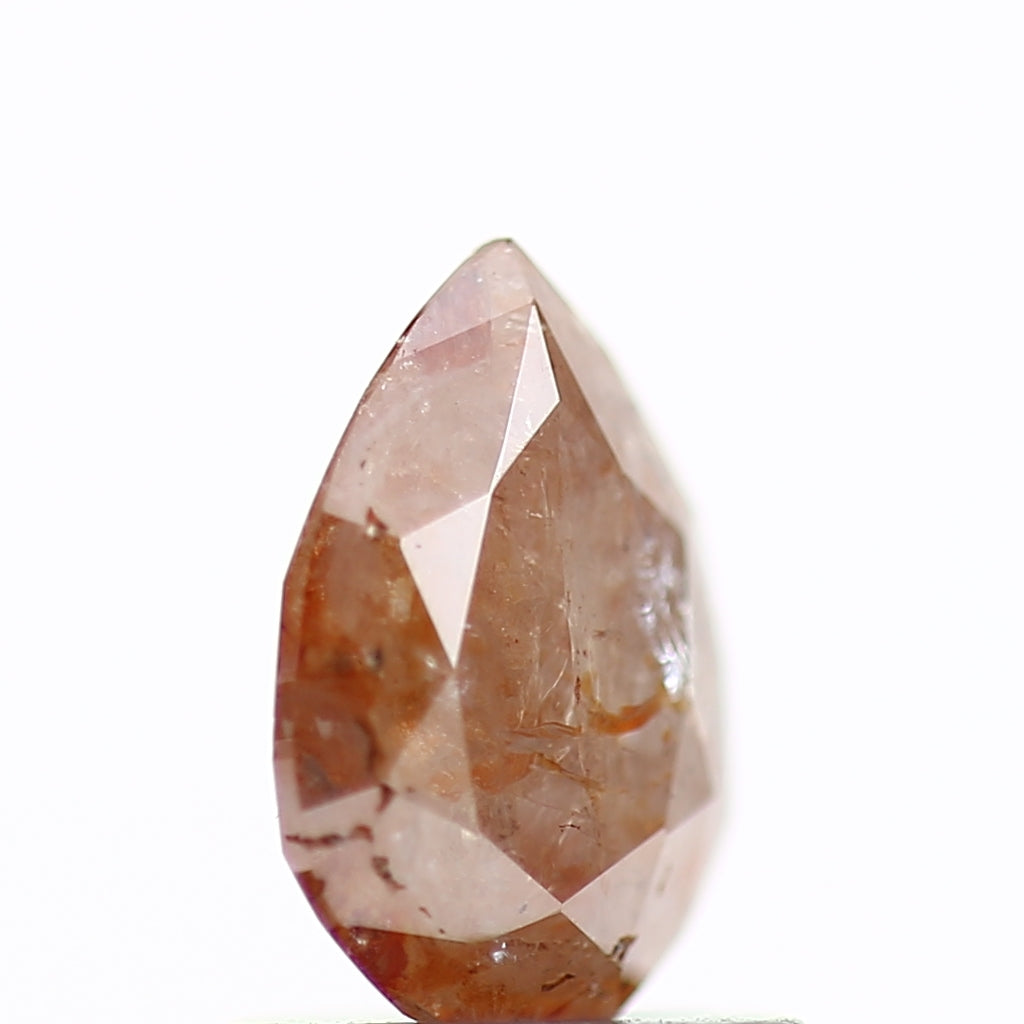 0.87 Carat Rustic Natural Orange Pear Brilliance Diamond 7.58 MM