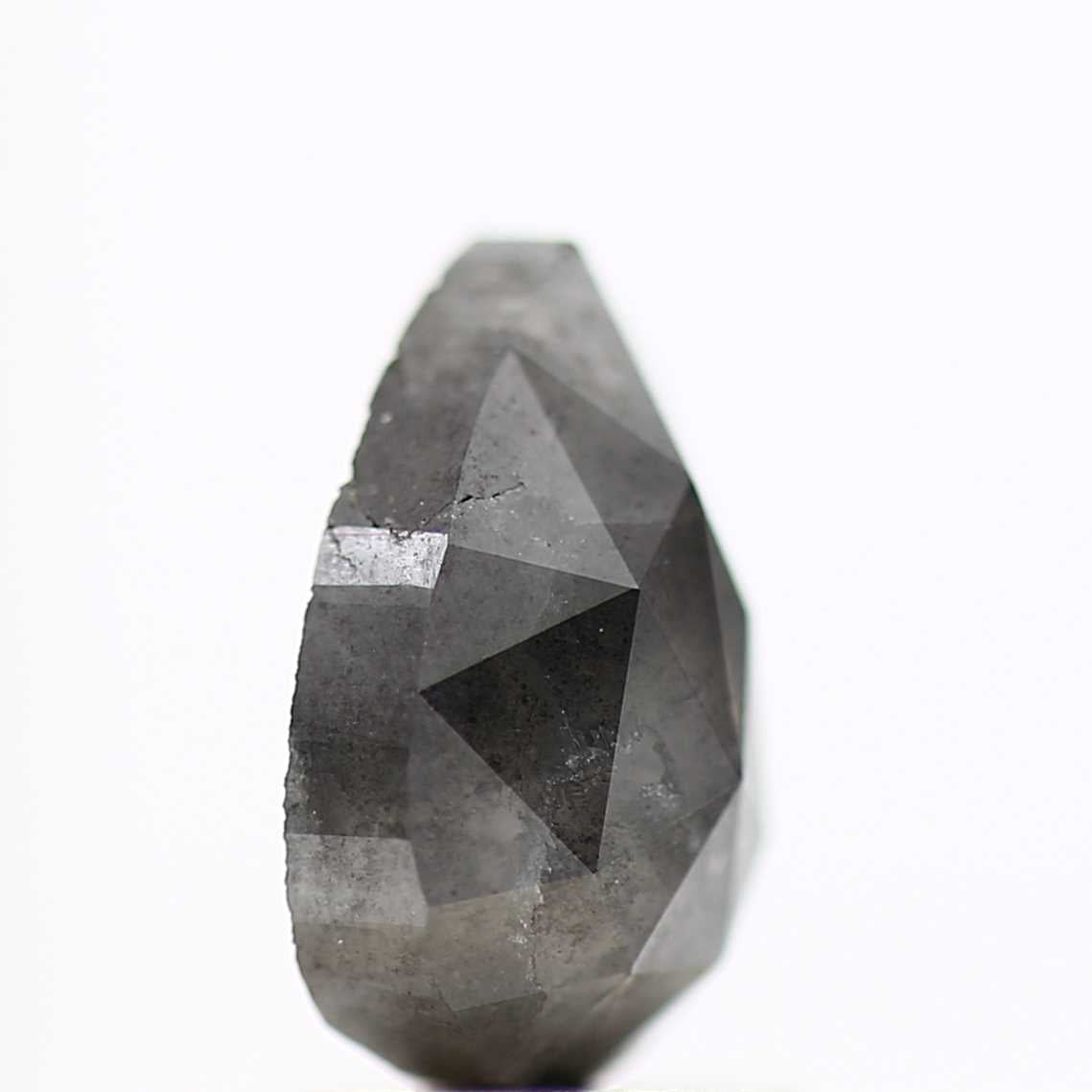 1.51 Carat Natural Gray Pear Rose Cut Diamond For Engagement Ring 8.5 MM