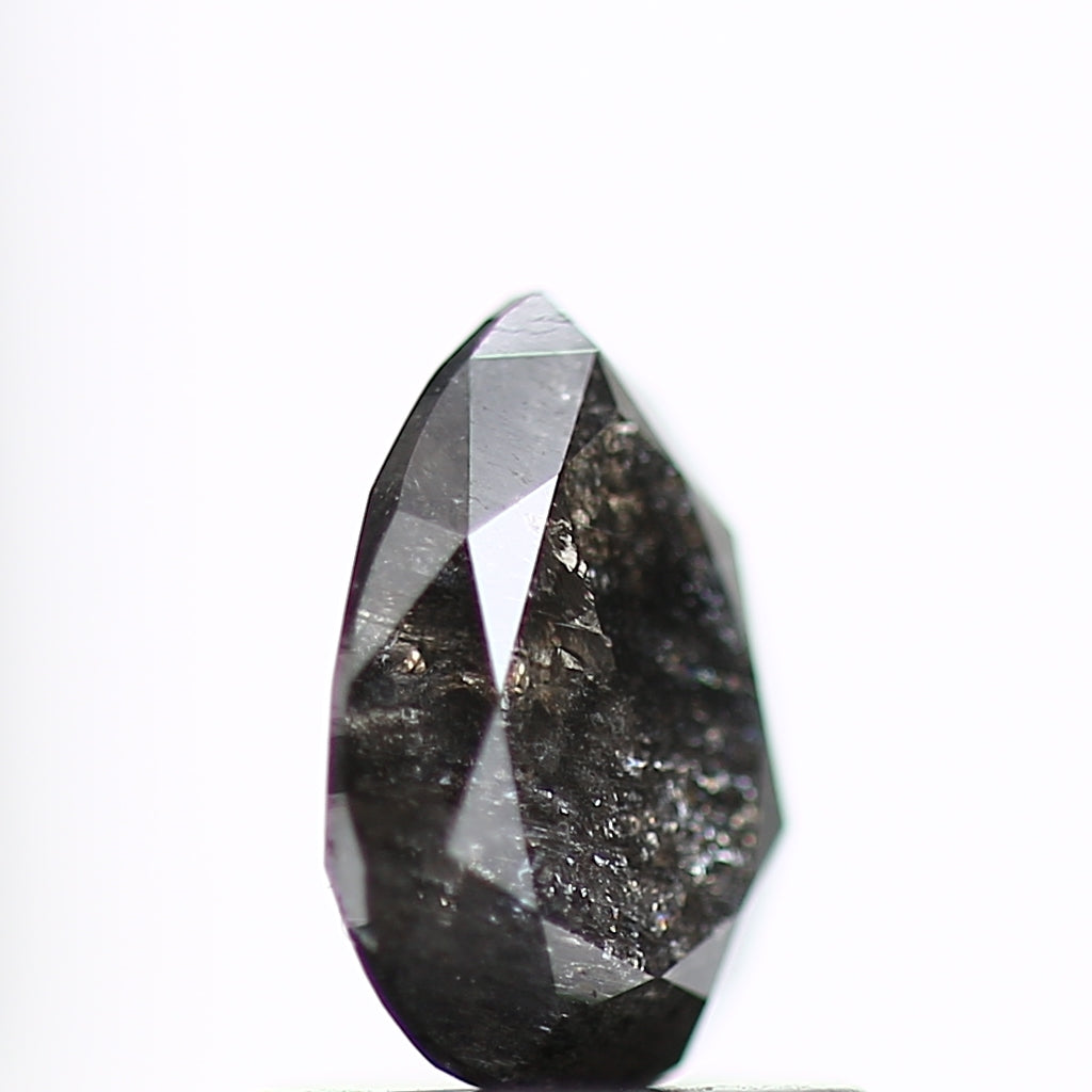 0.79 Carat Fancy Pear Black Salt and Pepper Diamond 7.25 MM