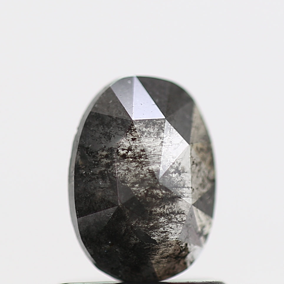 0.63 Carat Rose Cut Loose Oval Gray Natural Diamond 6.7 MM