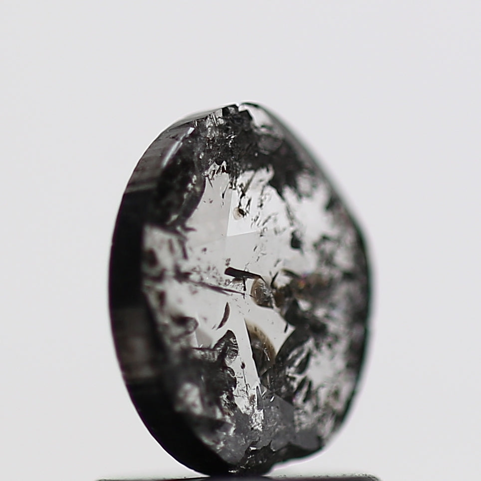 0.73 Carat Oval Slice Polki Salt and Pepper Diamond 7.20 MM