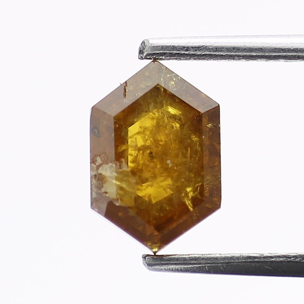 1.19 Carat Fancy Yellow Hexagon Salt and Pepper Diamond 7.9 MM