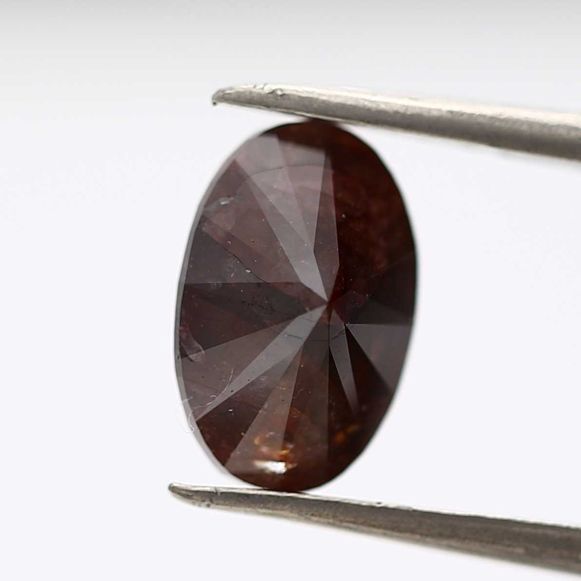 2.44 Carat Cognac Red Oval Shape Natural Loose Diamond 10.50 MM