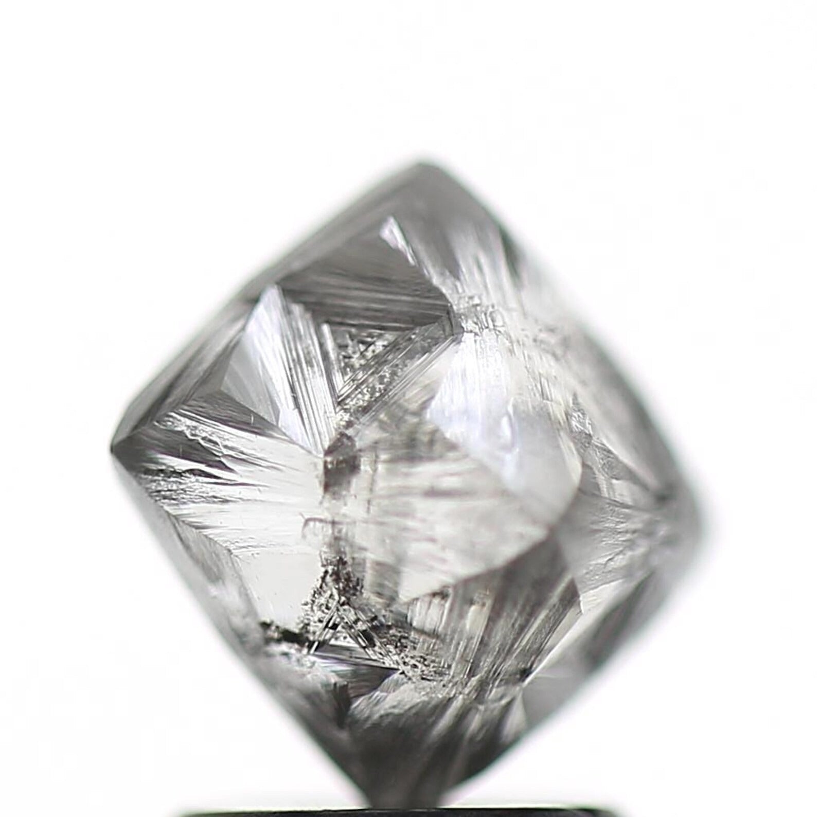 2.50 Carat Rough Diamond Natural Fancy Gray Octahedron 8.3 MM