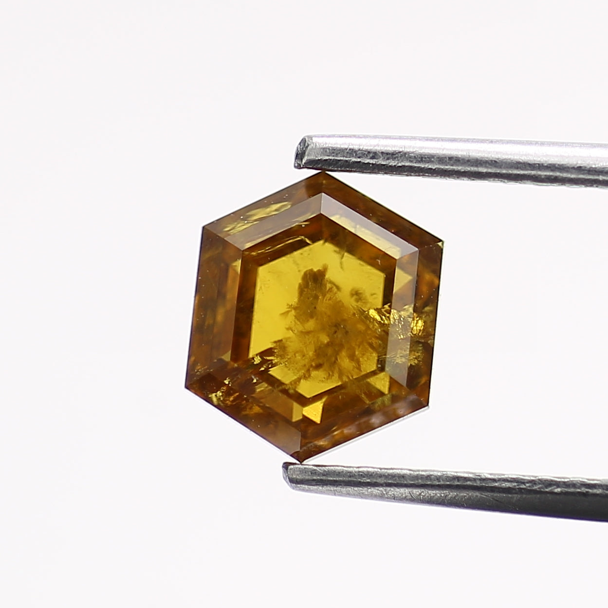 1.51 Carat Natural Yellow Hexagon Salt and Pepper Diamond 6.6 MM