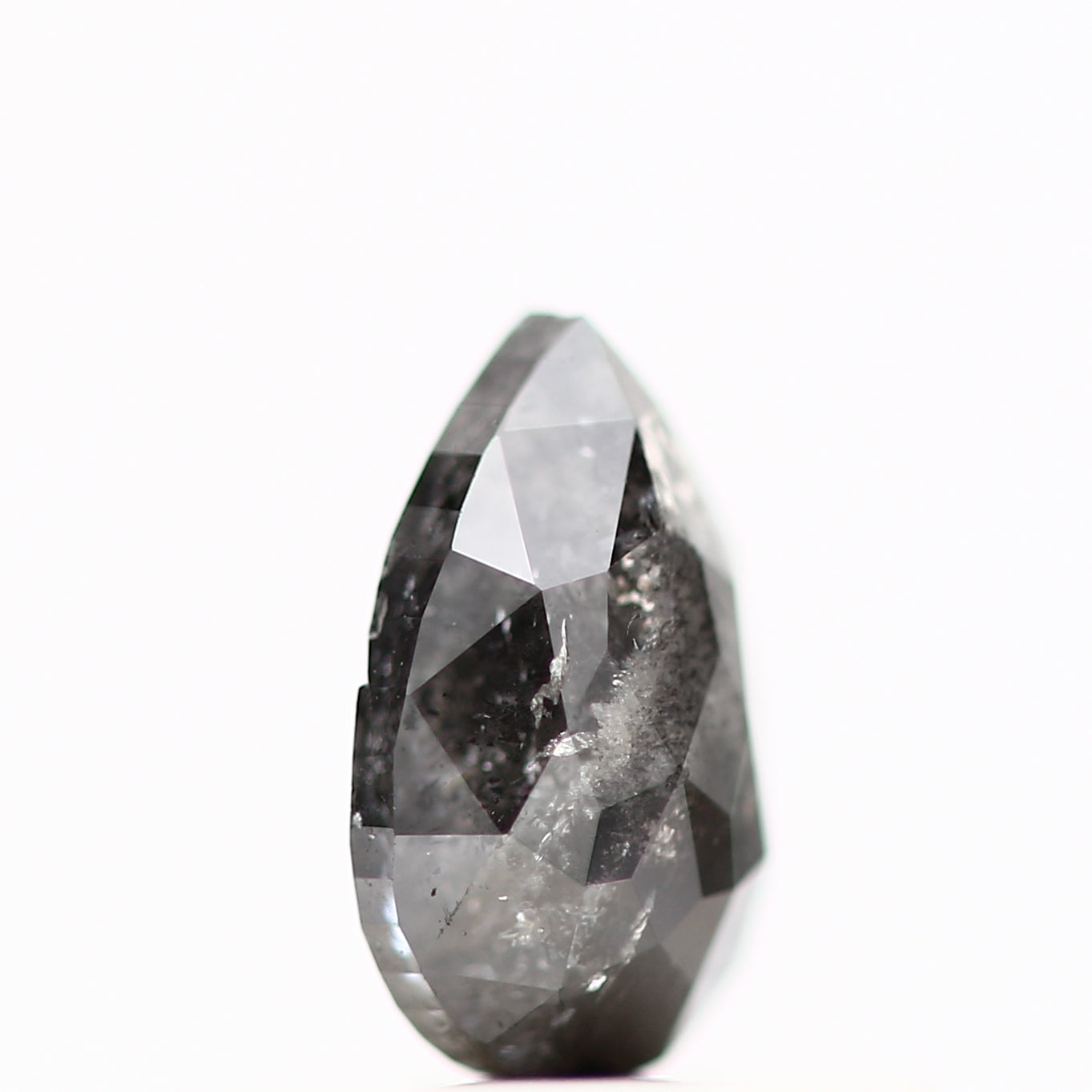 0.40 Carat Natural Gray Color Pear Salt and Pepper Diamond 5.73 MM