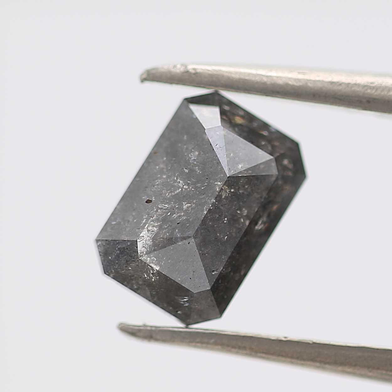 1.20 Carat 7.58 MM Fancy Gray Emerald Cut Salt and Pepper Diamond - Blackdiamond