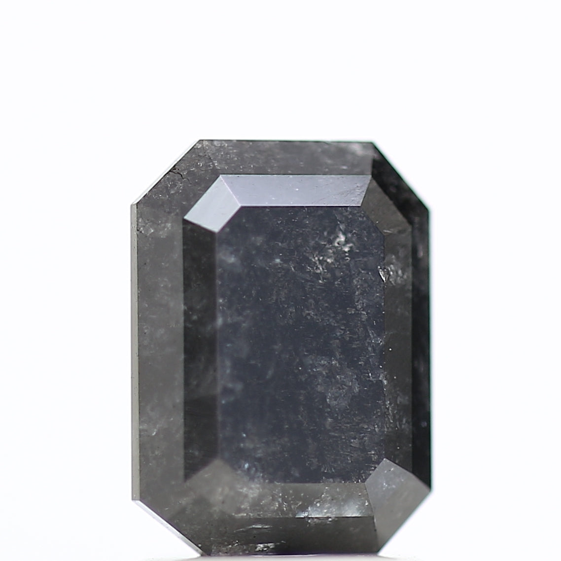 1.81 Ct Natural Color Emerald Cut Black Salt and Pepper Diamond 8.05 MM