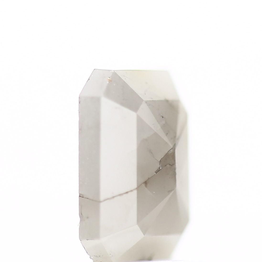 1.43 Carat 7.7 MM Rustic Milky Gray Emerald Natural Loose Diamond - Blackdiamond