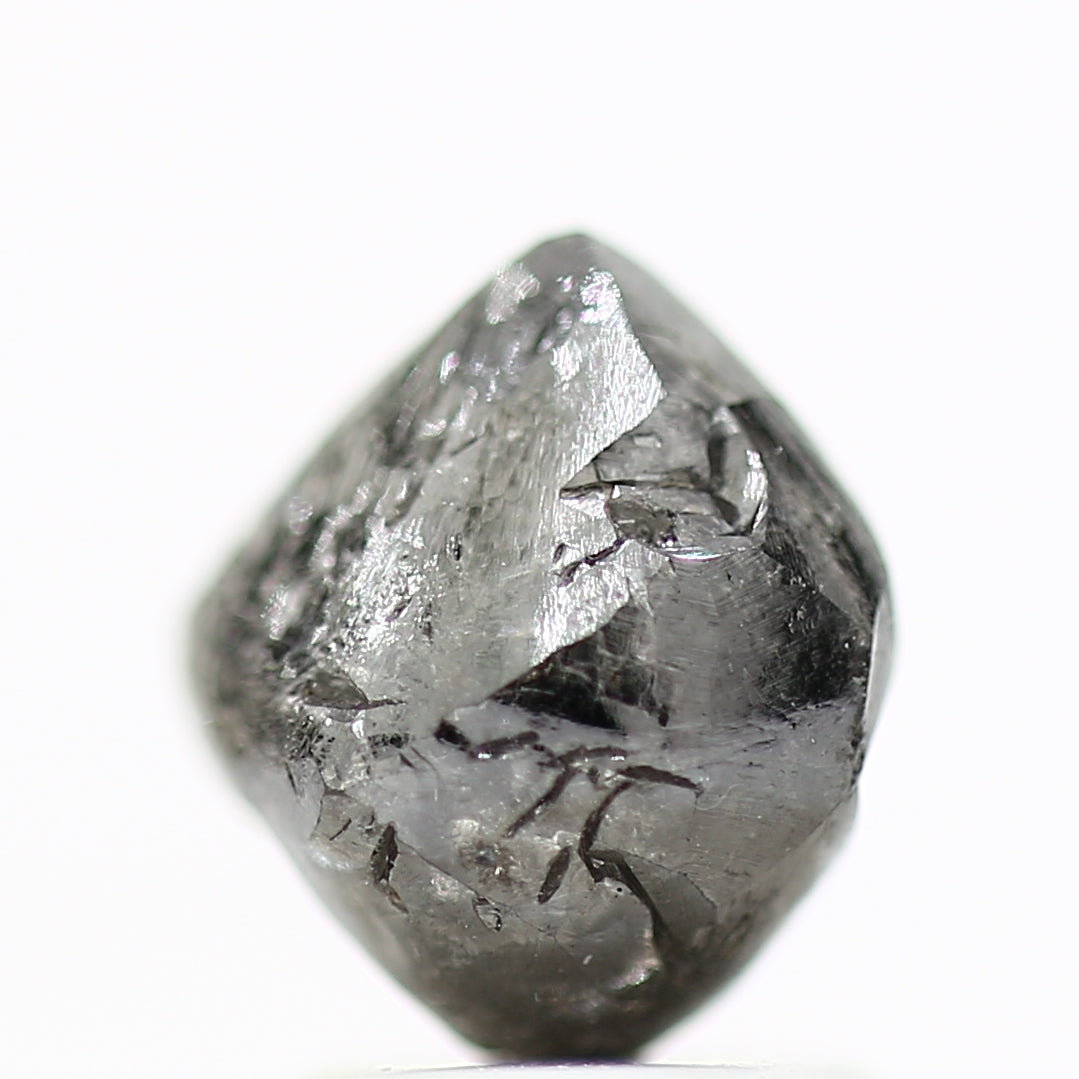 2.36 Carat Octahedron Diamond Rough Natural Raw Black Diamond 7.40 MM - Blackdiamond