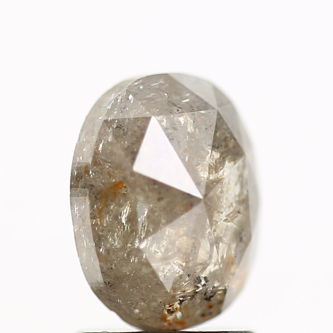 1.37 Carat Oval Gray Natural Salt and Pepper Loose Diamond 7.9 MM