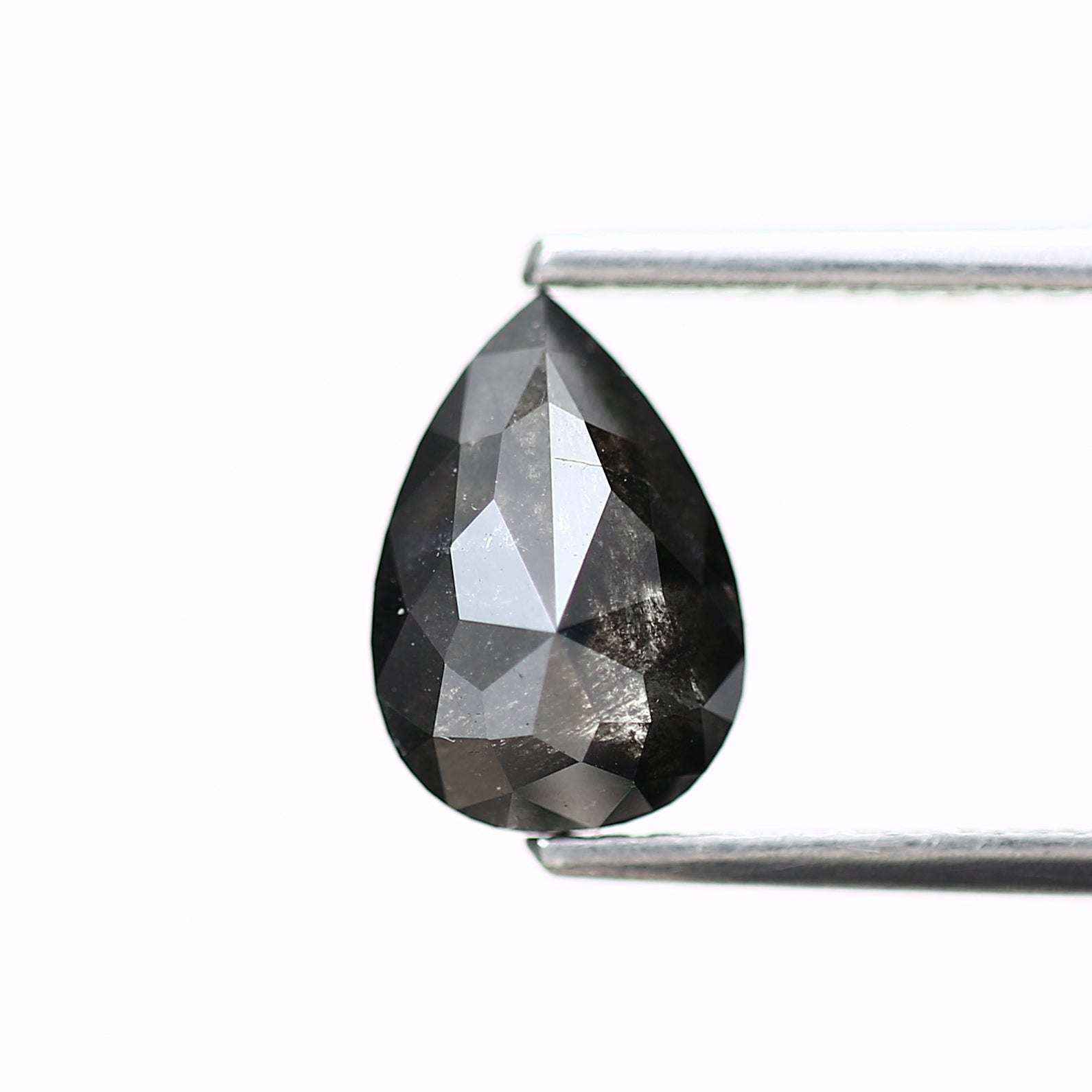 1.30 Carat Black Salt and Pepper Pear Loose Natural Diamond 8.73 MM