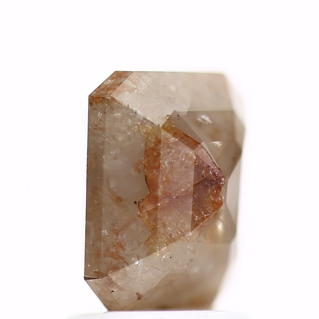 1.96 Carat 7.40 MM Emerald Cut Orange Natural Loose Rustic Diamond - Blackdiamond