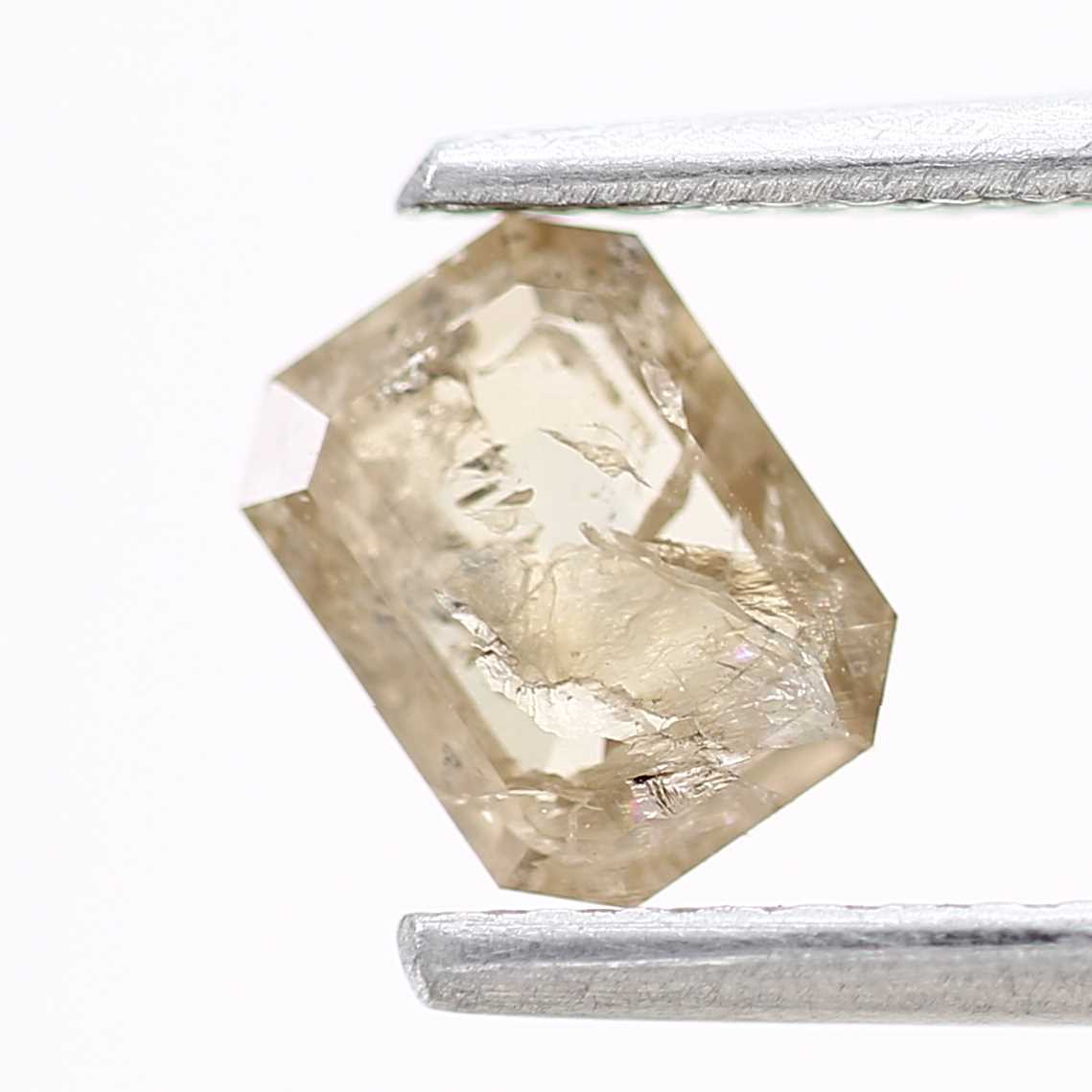 0.52 Carat 5.87 MM Natural Champagne Emerald Cut Salt Pepper Diamond - Blackdiamond