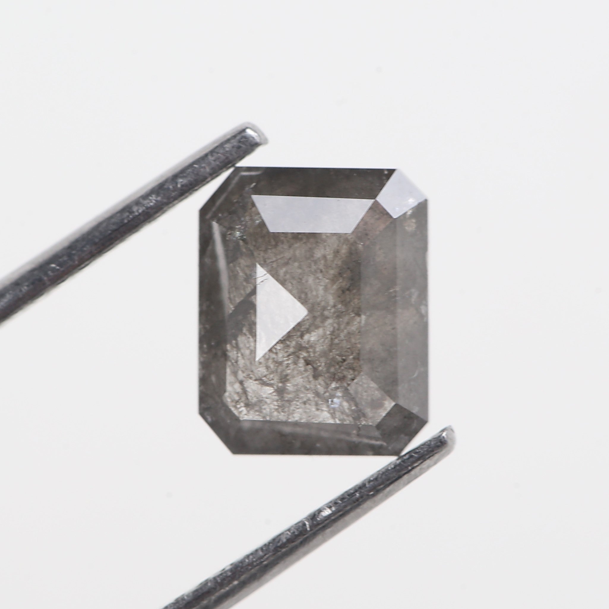 Salt And Pepper Diamond Emerald Cut Gray Natural Loose 8.17 MM