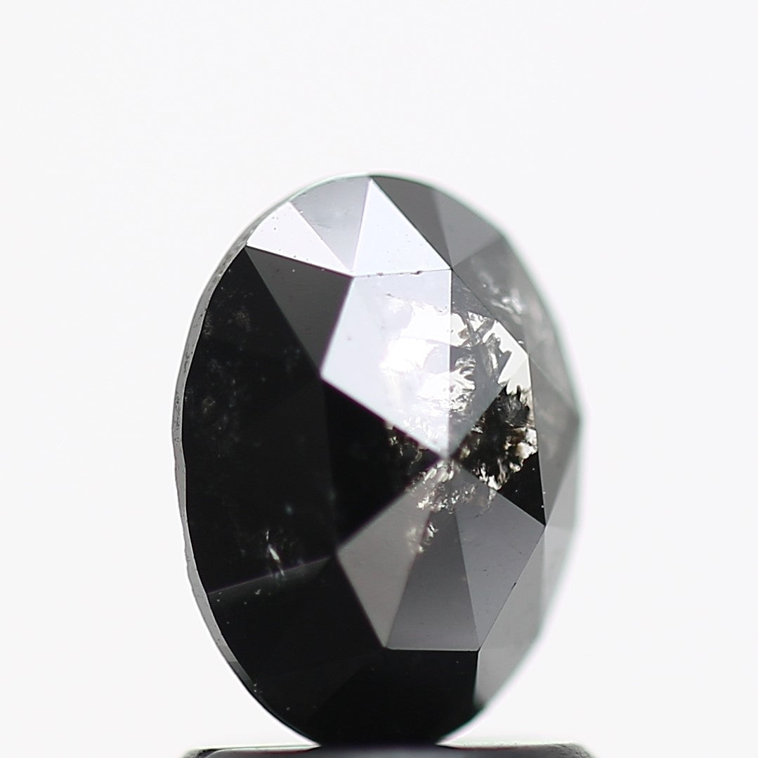 0.94 Carat Oval Rose Cut Natural Black Diamond 8 MM