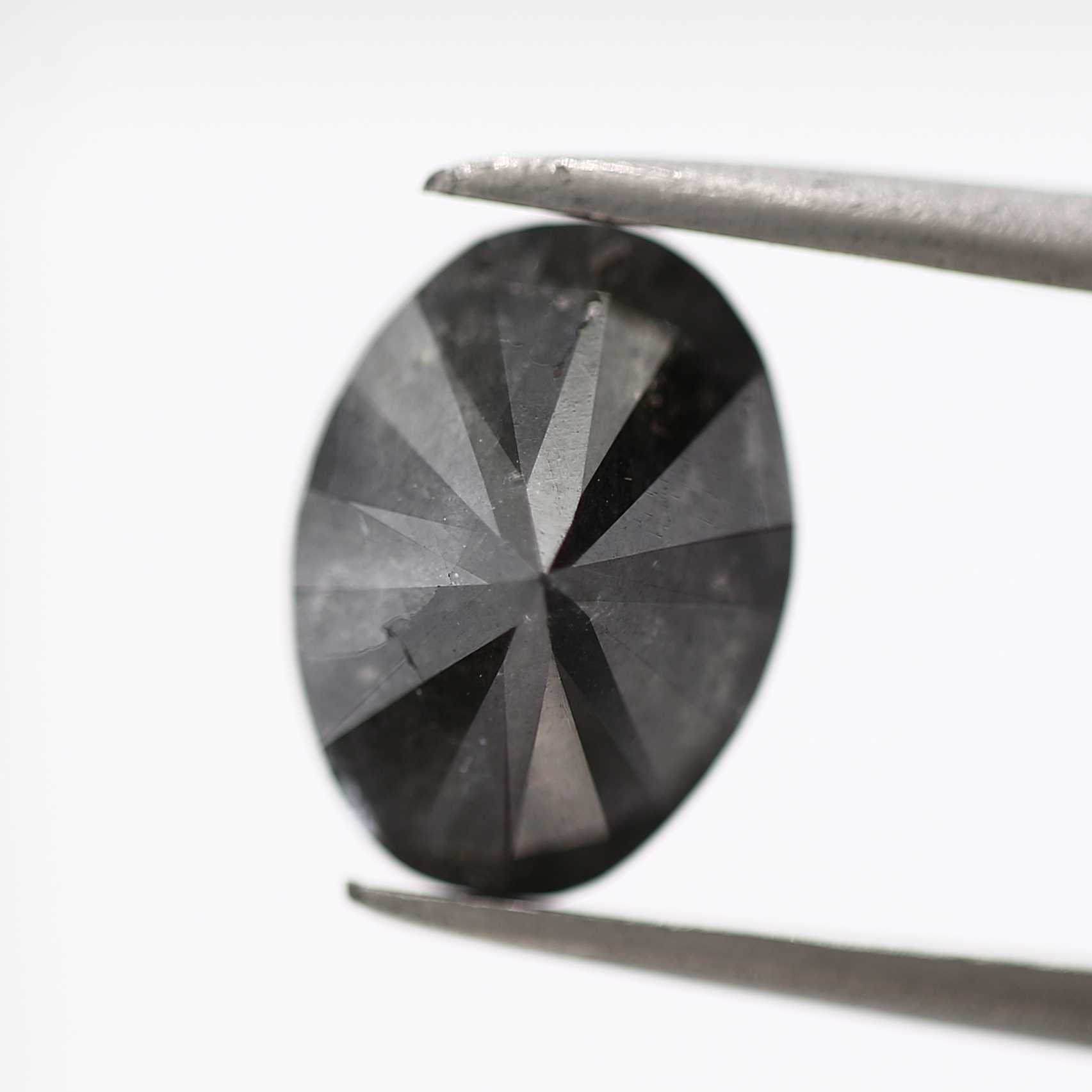 2.53 Carat Salt and Pepper Fancy Black Diamond Oval Shape 10 MM