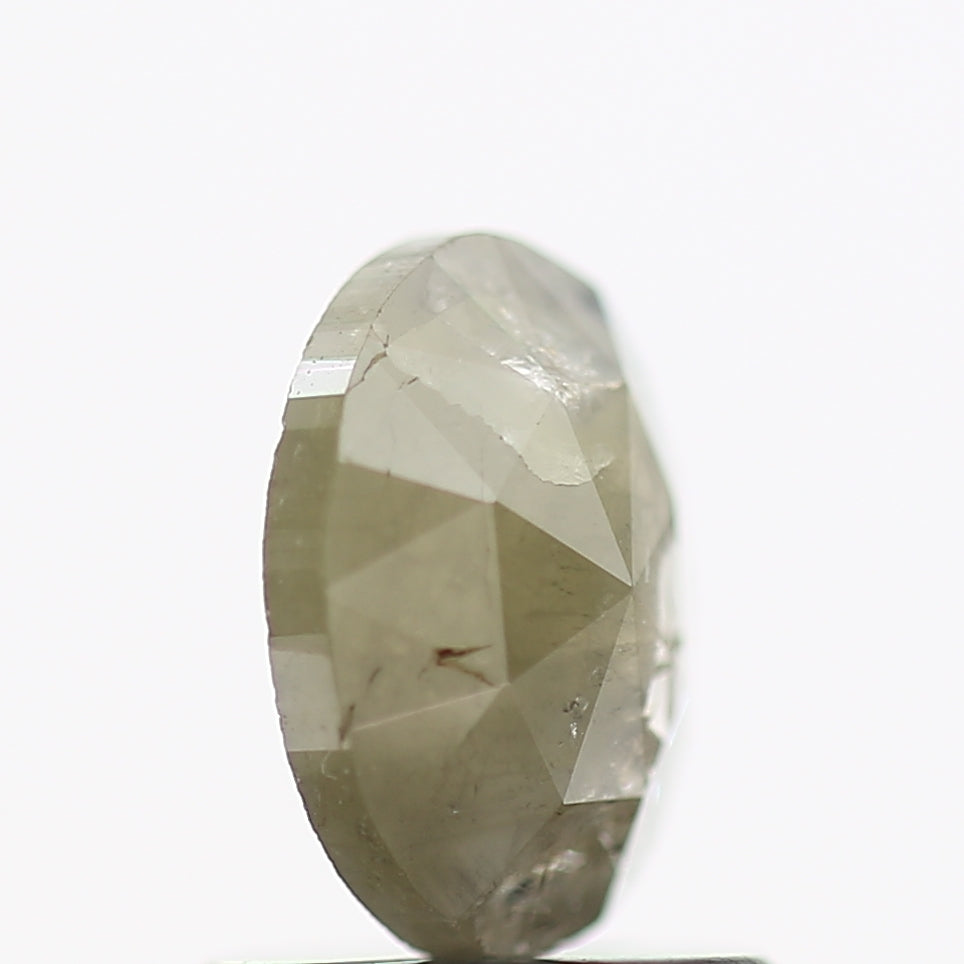 0.76 Carat Rose Cut Gray Oval Shape Natural Diamond 7 MM
