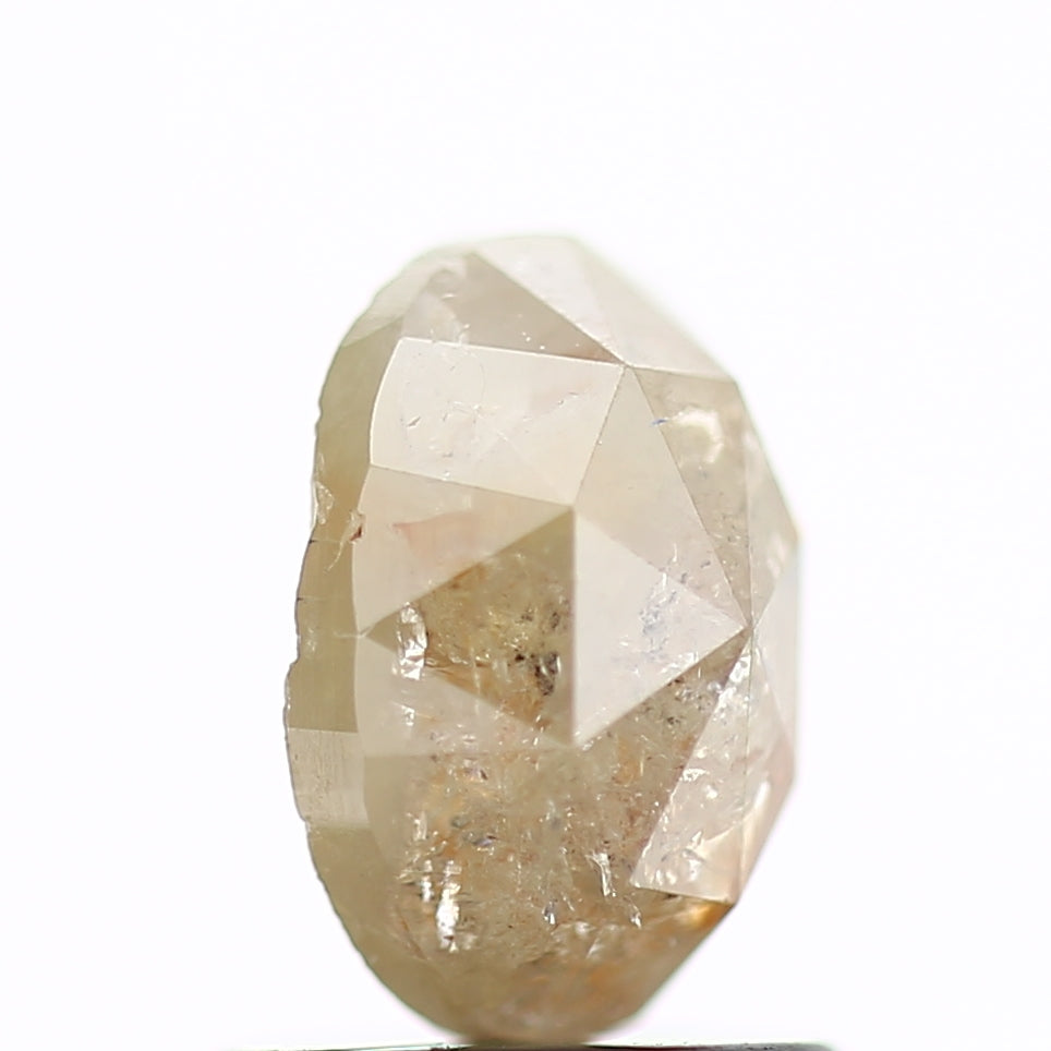 1.04 Carat Natural Rose Cut Rustic Oval Yellow Diamond 7.2 MM