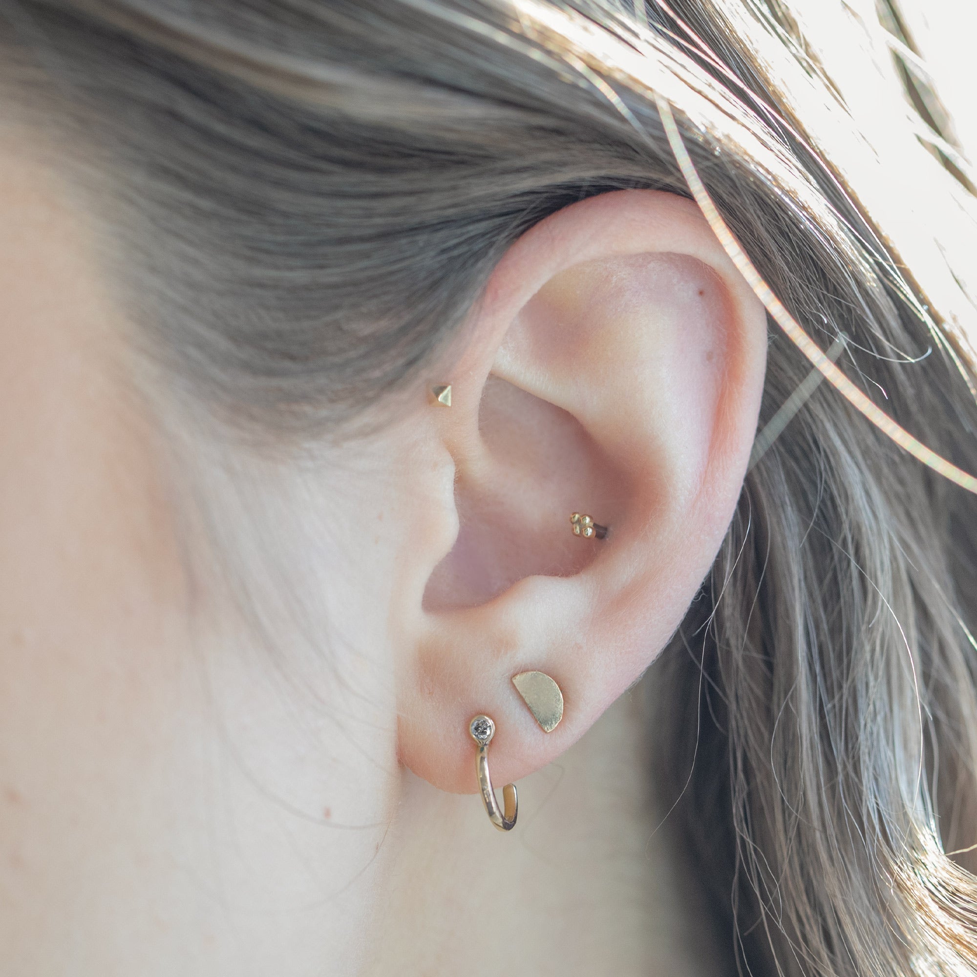 0.10 Carat Salt and Pepper Diamond Hoop Earrings