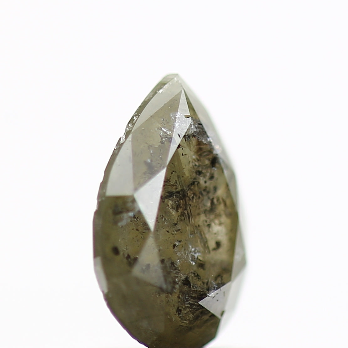 1.09 Carat Natural Green Gray Pear Loose Diamond 8.52 MM