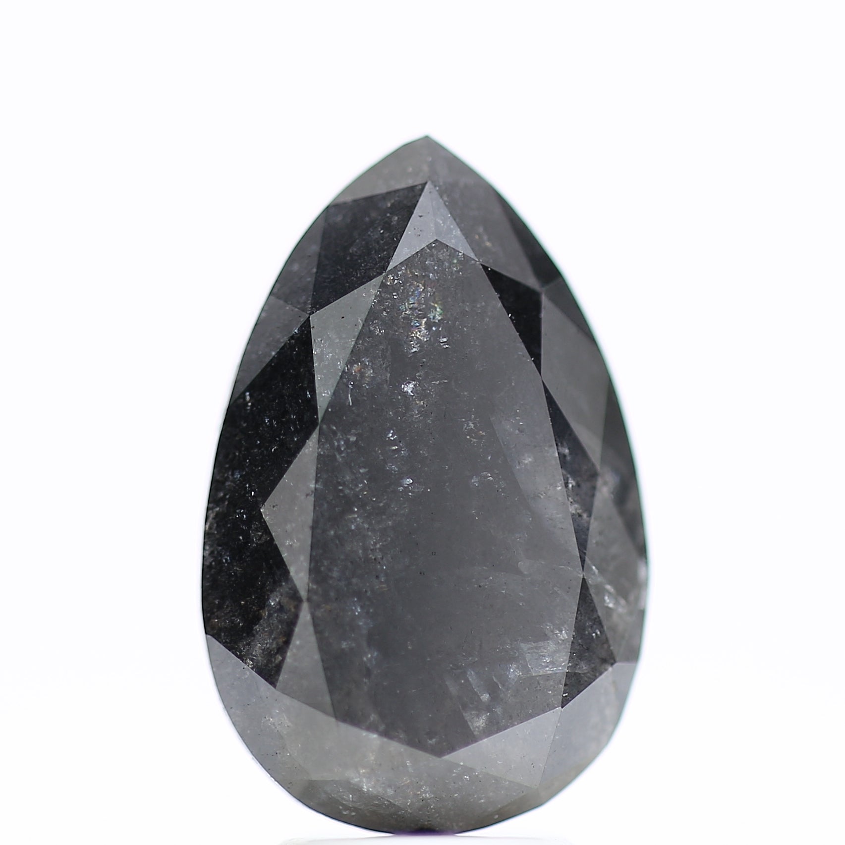 4.44 Carat Natural Pear Salt And Pepper Fancy Black Diamond 13.40 MM