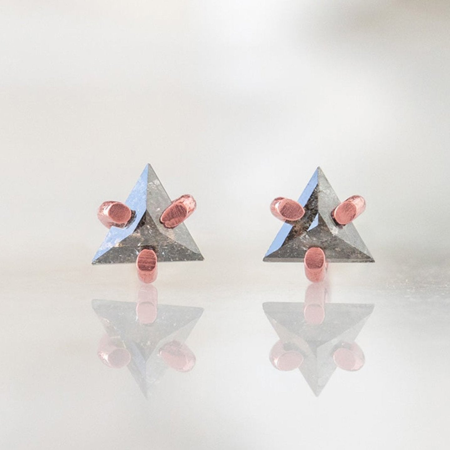 0.50 Carat Salt and Pepper Diamond Triangle Stud Earrings