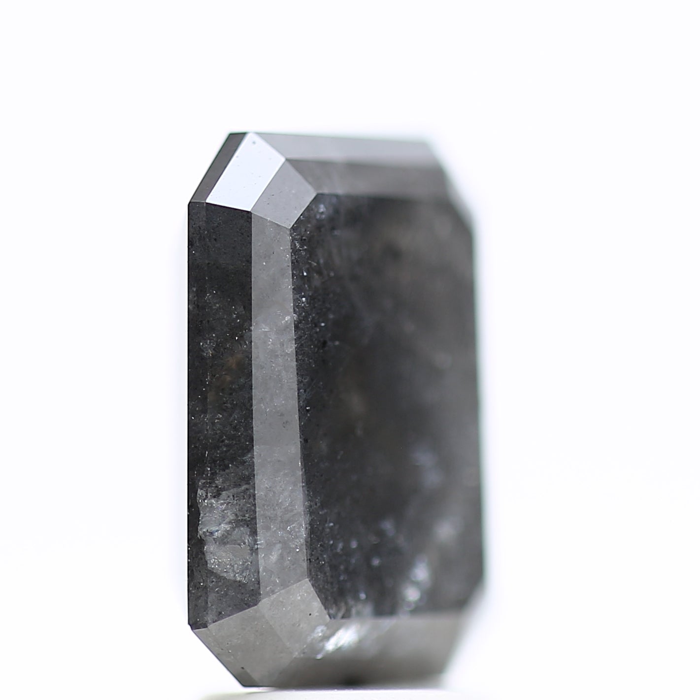 4.45 Carat Natural Fancy Gray Emerald Salt and Pepper Diamond 10.70 MM