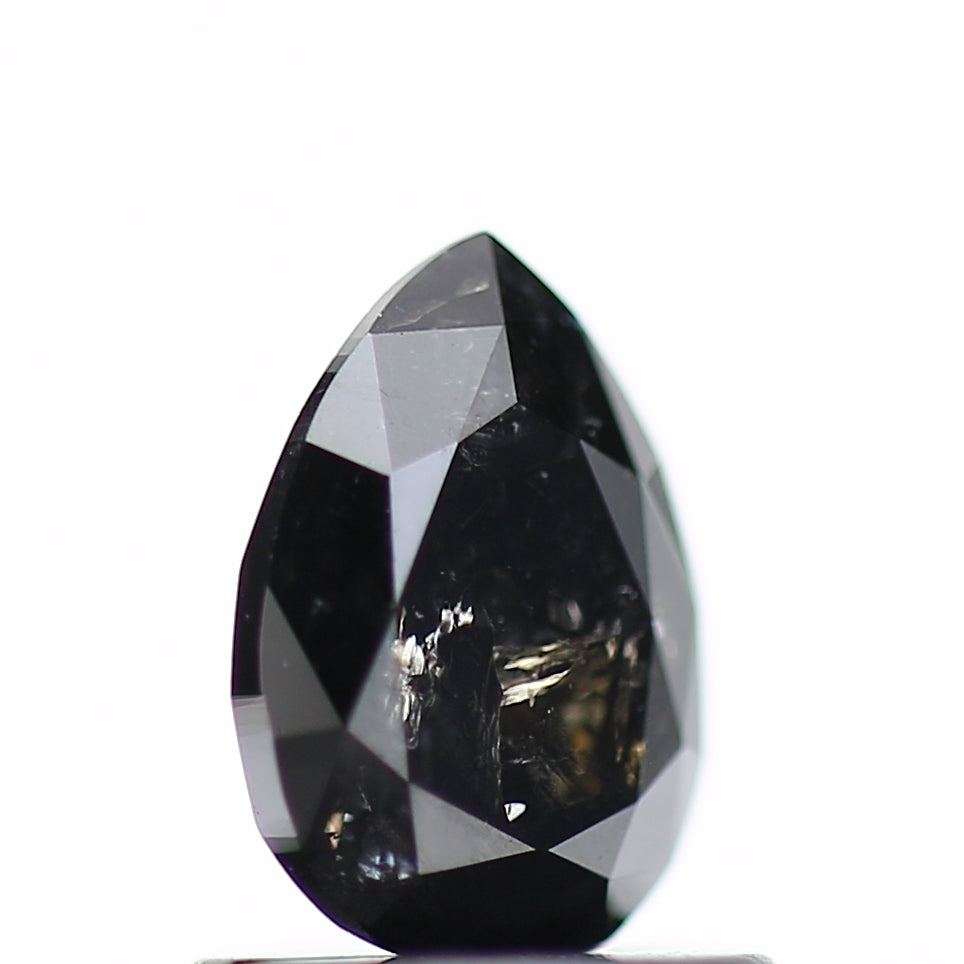 0.79 Carat Fancy Black Pear Salt and Pepper Diamond 7.02 MM
