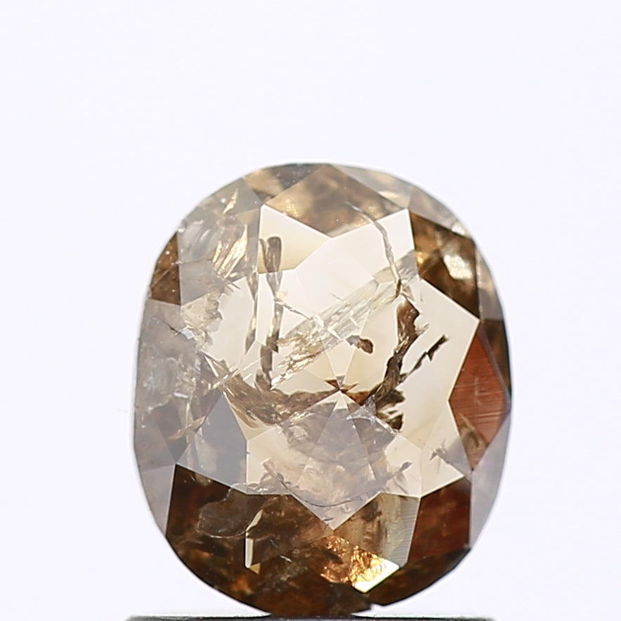 0.67 Carat Champagne Rose Cut Oval Diamond For Ring 6.70 MM