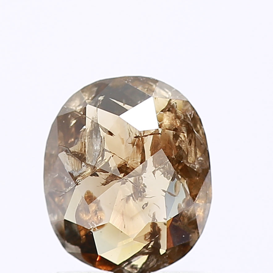 0.63 Carat Fancy Champagne Rose Cut Oval Diamond 6.70 MM
