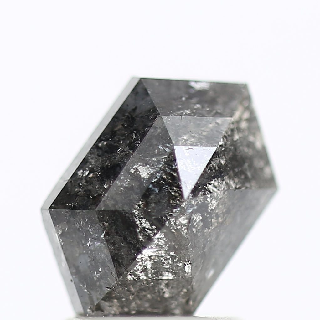 1.41 Carat Natural Gray Hexagon Salt And Pepper Diamond 8.83 MM
