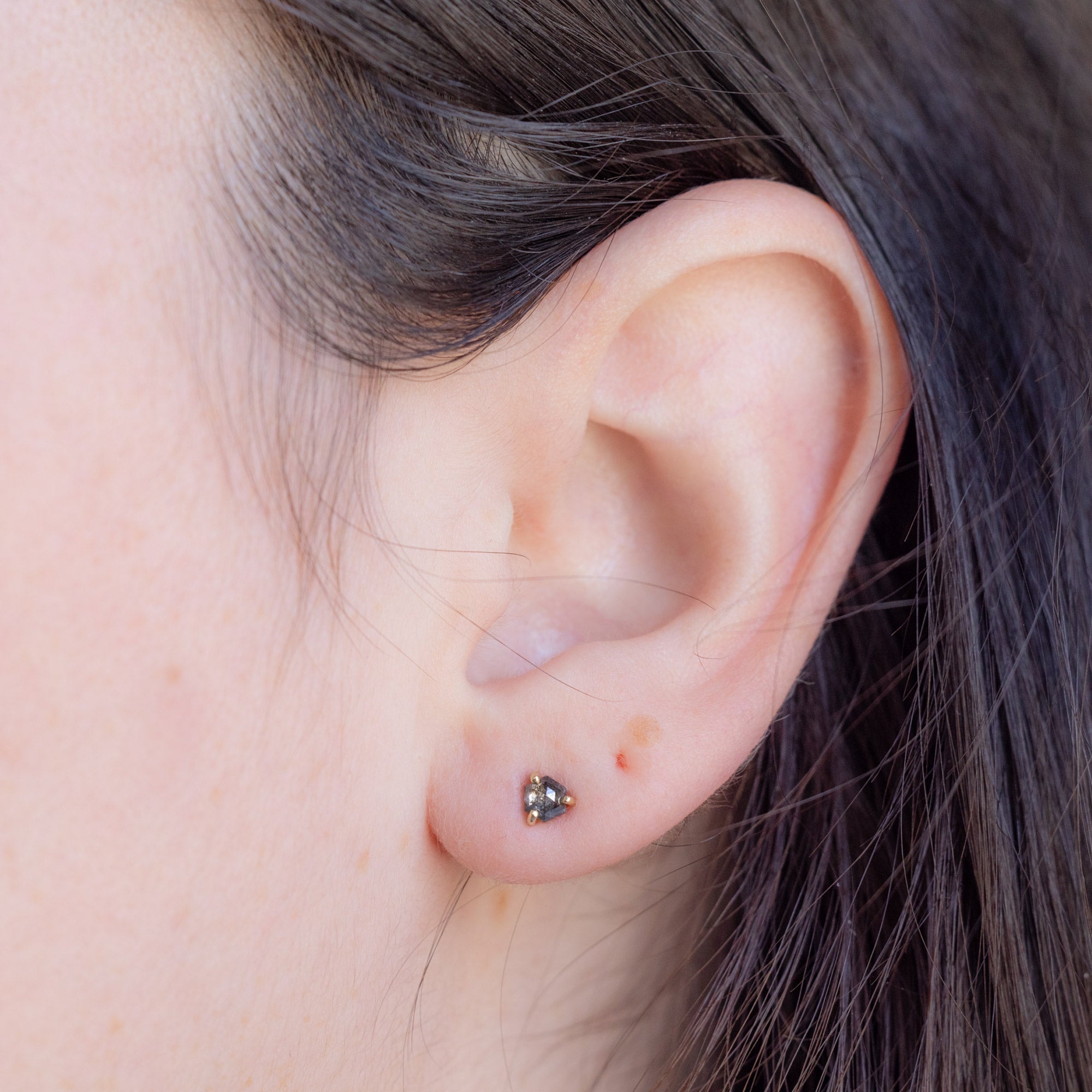 0.50 Carat Black Salt and Pepper Hexagon Diamond Earrings