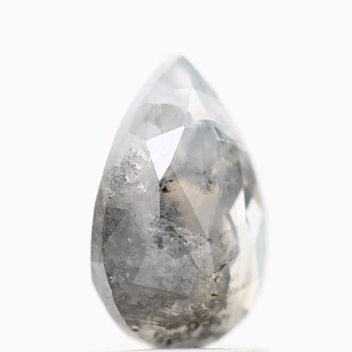1.46 Carat Natural Icy Salt and Pepper Pear Diamond