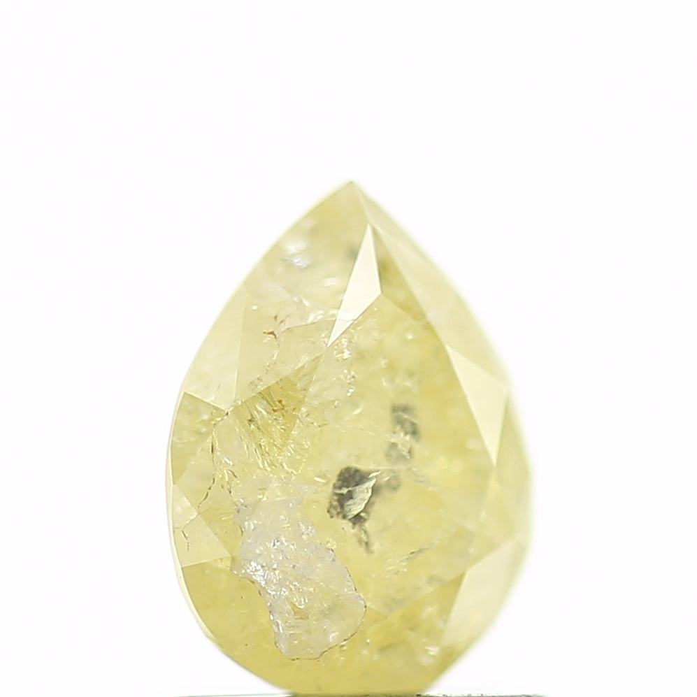0.91 Carat Fancy Yellow Pear Salt and Pepper Diamond 7.13 MM