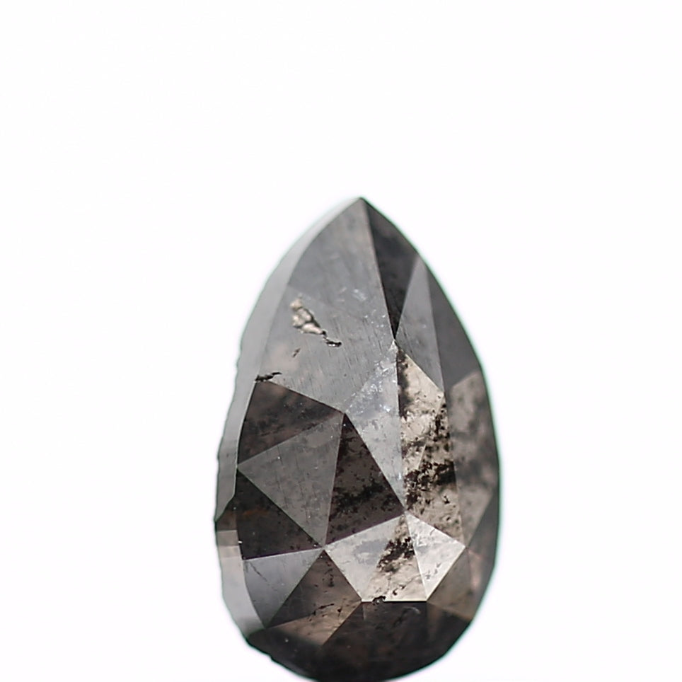 0.53 Carat Natural Pear Rose Cut Gray Salt and Pepper Diamond SDM166
