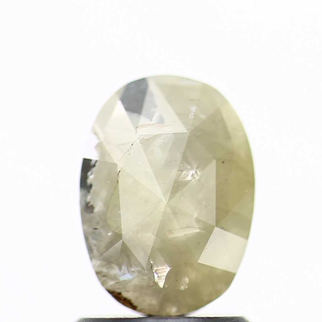 0.93 Carat Rose Cut Yellow Diamond Oval Shape 7.80 MM