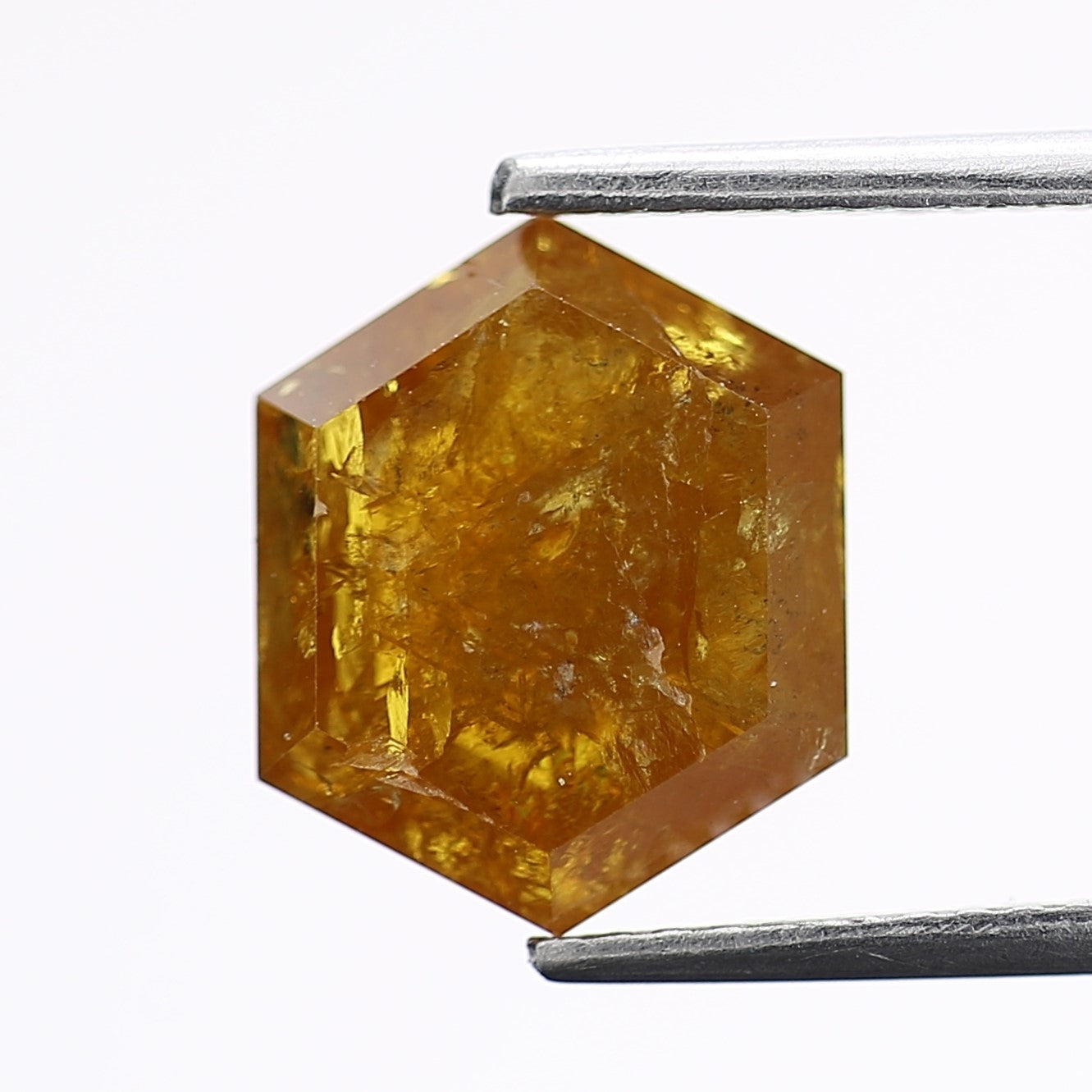 3.88 Carat Natural Yellow Hexagon Salt and Pepper Diamond 9.35 MM