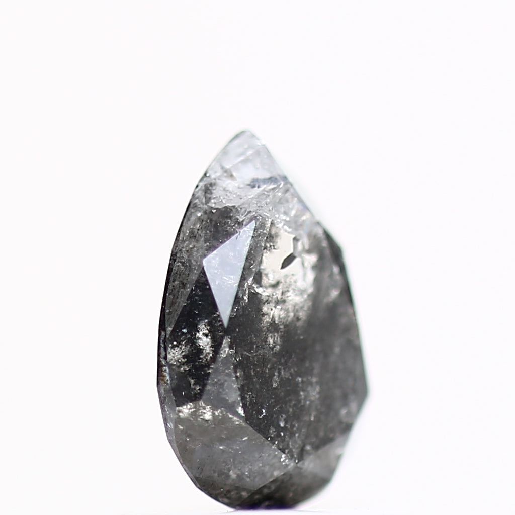 0.77 Carat Natural Black Pear Diamond For Salt Pepper Ring