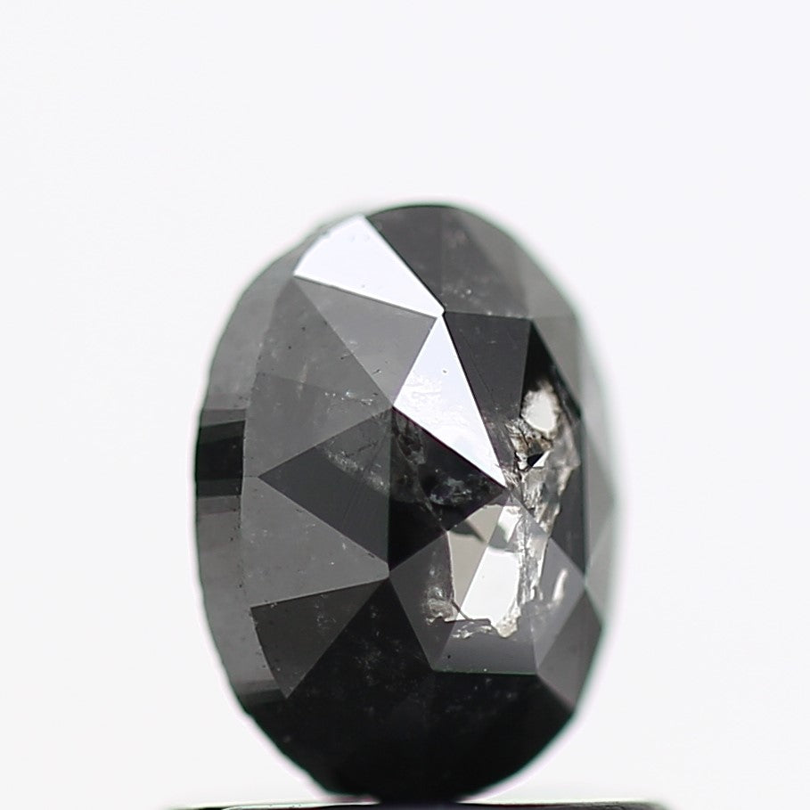 0.83 Carat Black Oval Rose Cut Natural Diamond 6.5 MM