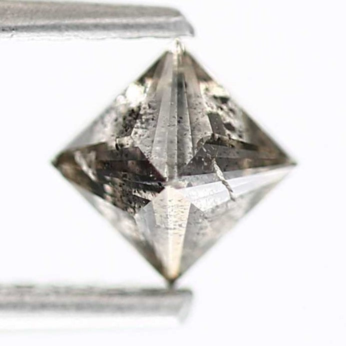 0.45 Carat 4 MM Natural Brown Princess Cut Salt and Pepper Diamond - Blackdiamond
