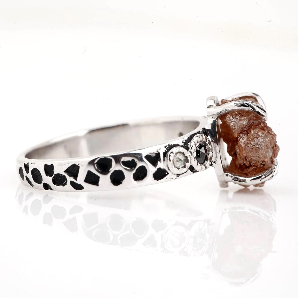 red rough diamond ring