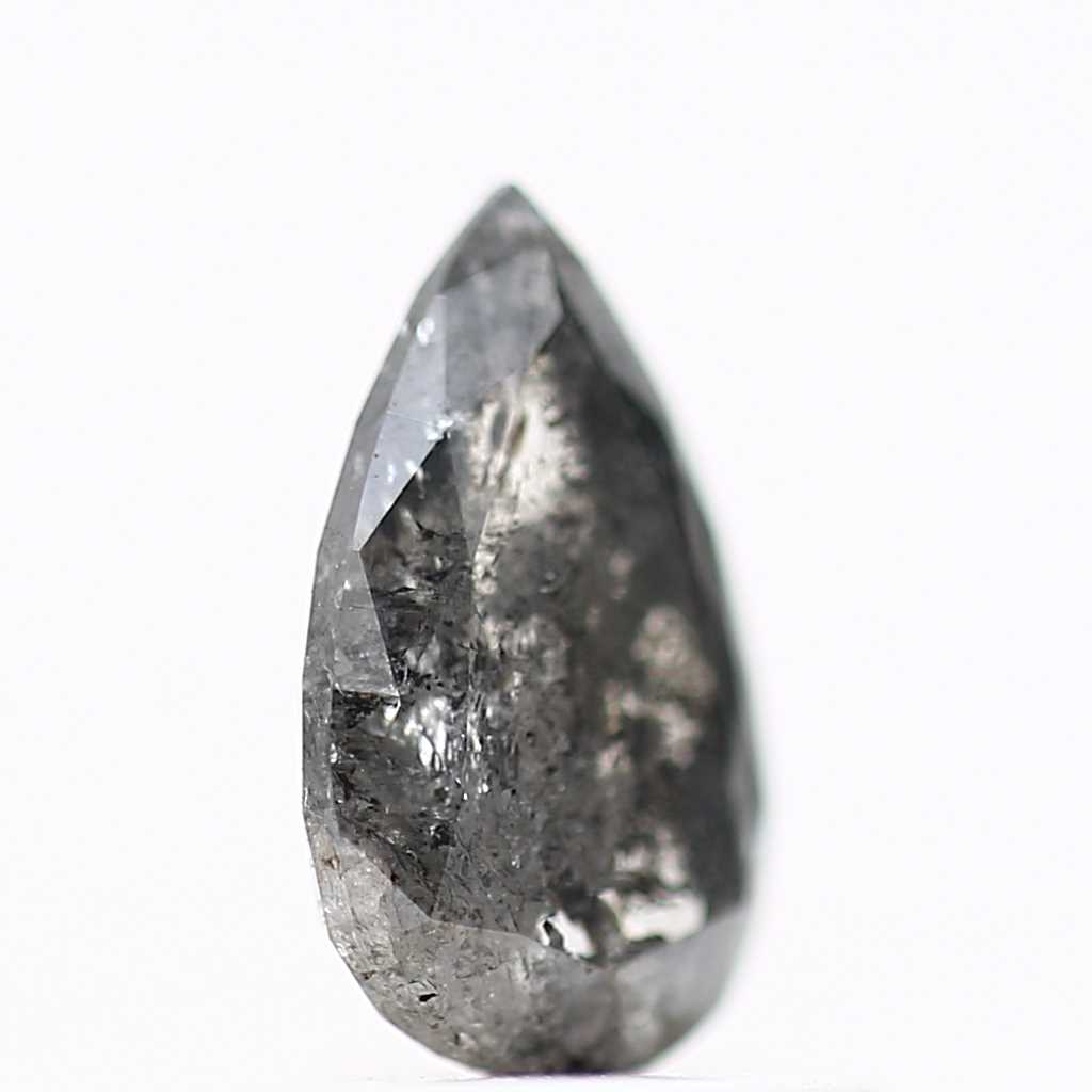 0.82 Carat Natural Pear Salt and Pepper Diamond 8.04 MM