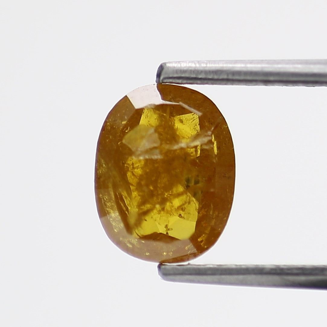 1.09 Carat Natural Fancy Yellow Oval Cut Salt Pepper Diamond 7.2 MM