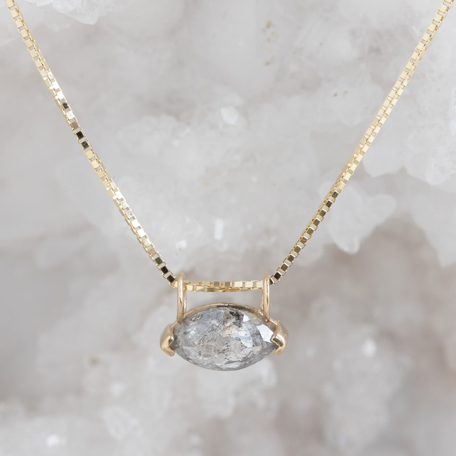 0.70 Carat Salt and Pepper Diamond Marquise Necklace