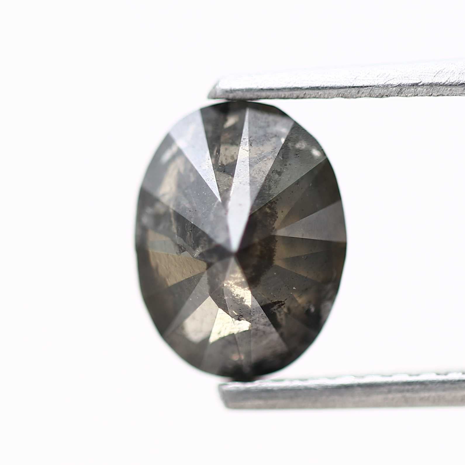 1.46 Carat Oval Cut Black Salt and Pepper Diamond 8.18 MM