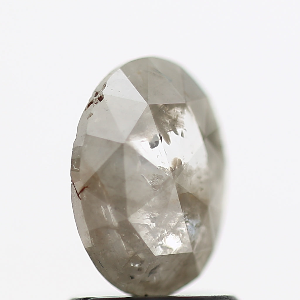 0.84 Carat Oval Gray Rose Cut Salt And Pepper Diamond 7.9 MM