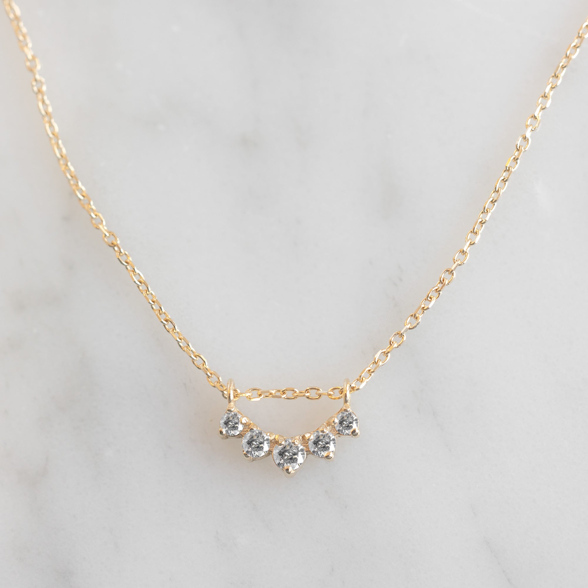 0.13 Carat Round Salt and Pepper Diamond Sunburst Necklace